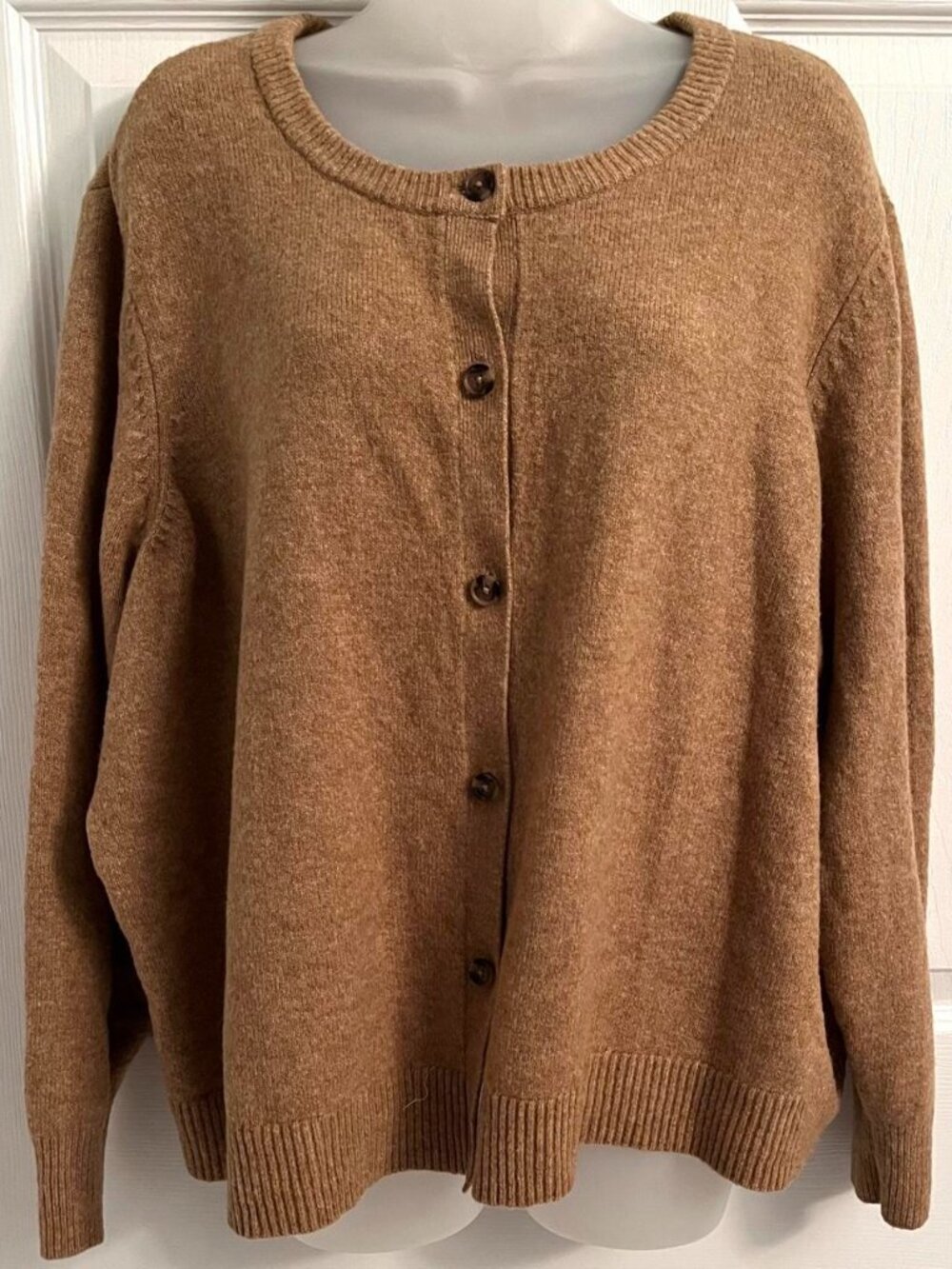Nine West Chocolate Brown Heather Fuzzy Cardigan Sweater Plus 3XL